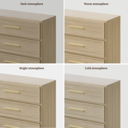 SICOTAS 31.3" W 3-Drawer Nightstand Set of 2 with Oversized Large Storage , Modern Night Stands Bedside Table with Adjustable Feet & Gold Handles for Bedroom Living Room Entryway, Light Oak