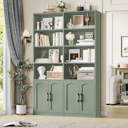 Homfa 73�� Tall Bookcases with Doors, 8 Cubes 6-Tier Double Row Bookshelf, White Bookcase for Living Room Home Office