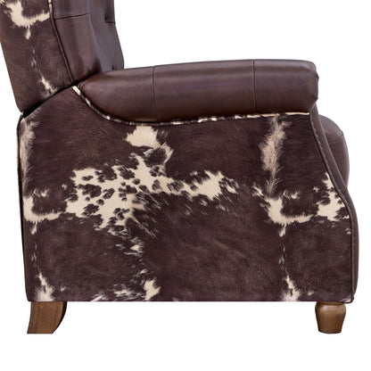 Pioneer Woman Harper Pushback Leather Recliner, Whiskey & Faux Cowhide Upholstery