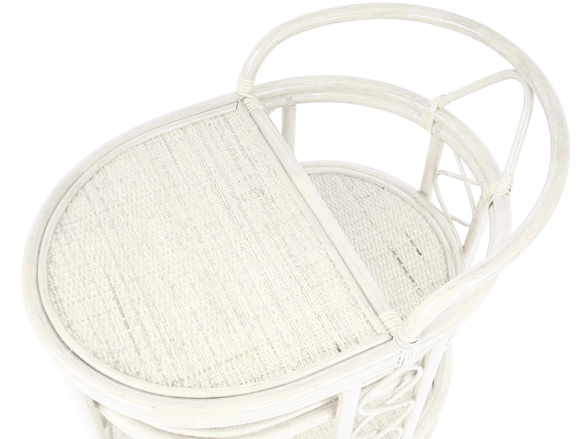 Trolly Moving Serving Cart Bar Table Natural Rattan Wicker ECO Handmade, White Wash