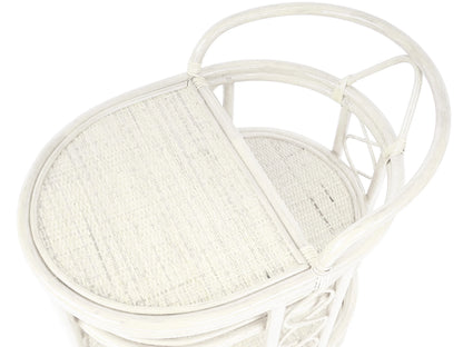 Trolly Moving Serving Cart Bar Table Natural Rattan Wicker ECO Handmade, White Wash