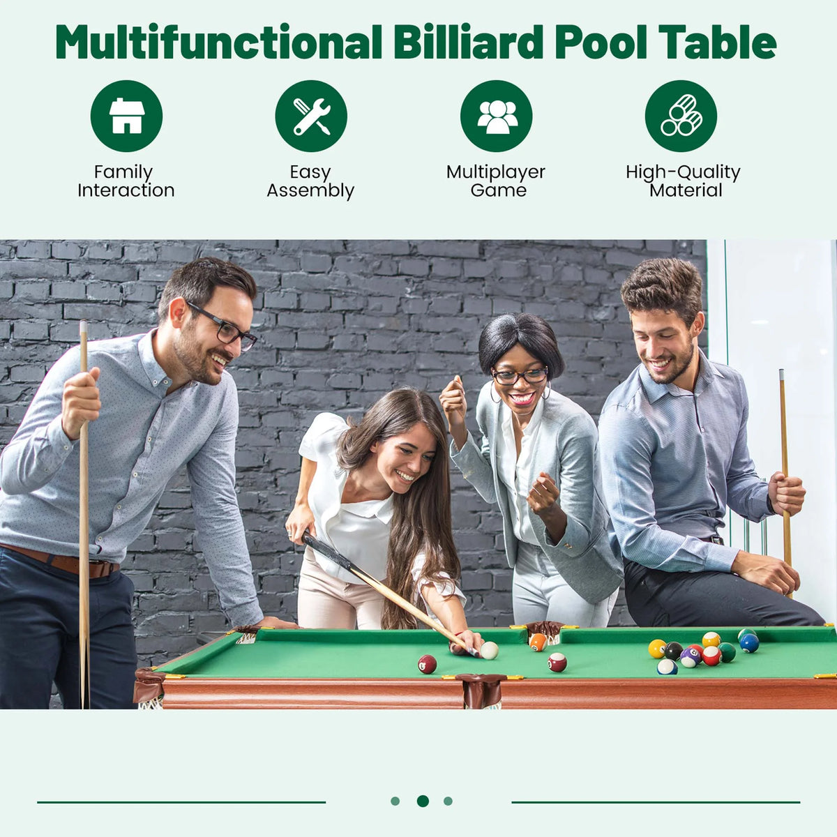 Costway Folding Pool Table Set with Foldable Legs Adjustable Foot Levelers 2 Cues 2 Chalks