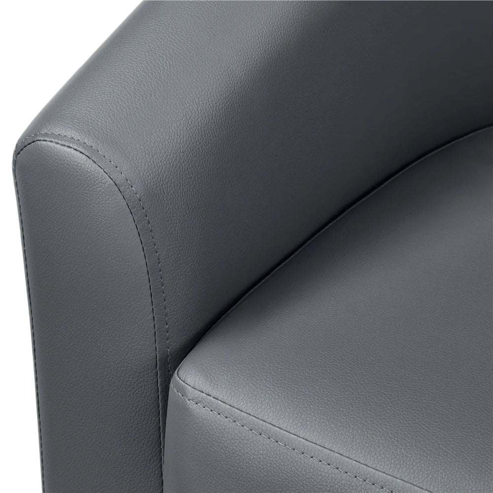 Yaheetech Faux Leather Accent Arm Chair For Living Room, Black