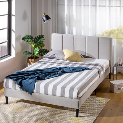 Zinus Maddon 35" Upholstered Platform Bed Frame, Beige, Adult, Queen