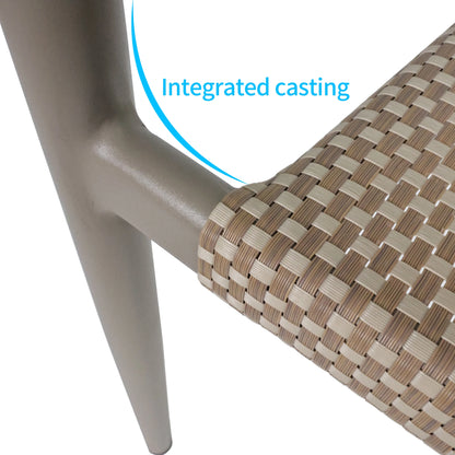 Vmopu New Set of 4 Gray Outdoor  Stackable Dining Chair, PE Rattan for Bistro Restaurant Garden