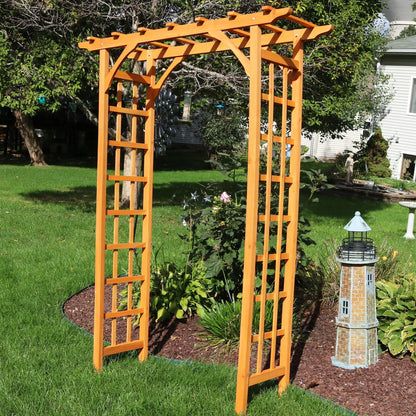 Sunnydaze 78.5" Brown Wooden Garden Arbor Walkway Wedding Arch, Weather-Resistant Finish