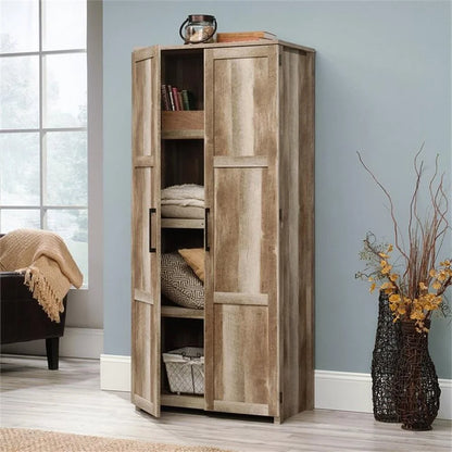 Pemberly Row Contemporary Engineered Wood Pantry in White Finish