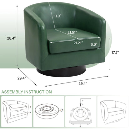 DREAMSIDEA Swivel Barrel Accent Chair for Living Room, Modern Upholstered Round Club Armchair-Cream