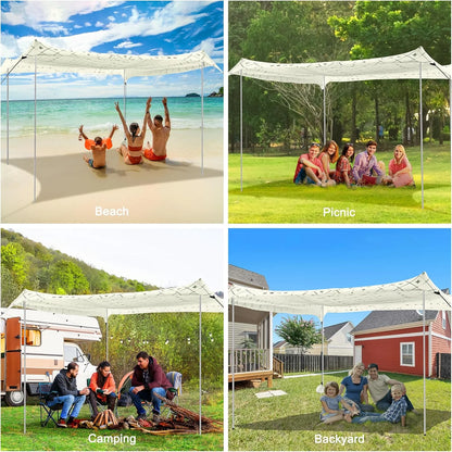 Beach Tent, UPF 50+ Beach Canopy Sun Shade, Portable 10×10 FT Large Pop-Up Beach Tent Sun Shelter with Sand Anchors, Ground Pegs, Easy Setup for Beach, Camping, Park, and Backyard Fun