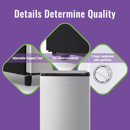 DEMULLER Upright Freezer 3.2 Cu. ft Front Door Freezer Compact Adjustable Thermostat Silver