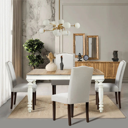 EDX Dining Chairs Set of 2, Parsons Chairs with Nailhead Trim and Wood Legs