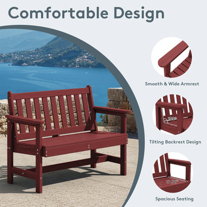 SERWALL Outdoor Bench for 2-Person, Weather-Resistant HDPE with Aluminum Reinforcement, Supports 660 lbs, Comfortable Seating for Patio, Garden, and Porch, Black