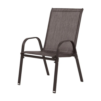 4 Piece Patio Chairs, Outdoor Camping Chairs with Breathable Textilene Fabric, Set of 2 Garden Chairs with Armrest High Backrest for Garden Patio Pool Beach Yard Space Saving ( Brown)