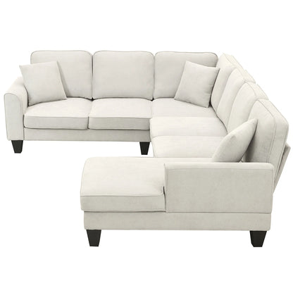 Harper & Bright Designs Modular Sectional Sofa with Ottoman Couch L Shape Corner Sofa Sets 7 Seats Fabric Couch for Living Room, Black, 112 * 87 inch