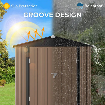 Lofka 6 x 4ft Shed and Outdoor Storage , Durable Metal Garden Shed  with Lockable Door, Weather-Resistant Steel Tool Shed for Backyard, Patio, Grey