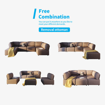Mjkone Sectional Couch/Futon Sofa Bed, Variable Modular Oversized Couch, U/L Shaped Couch and Queen Sleeper Sofa, Convertible Sofa Set for Living Room, Furniture for Living Room