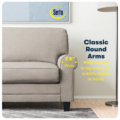Serta Copenhagen 78" Rolled Arm Sofa with Removable Covers Dark Brown