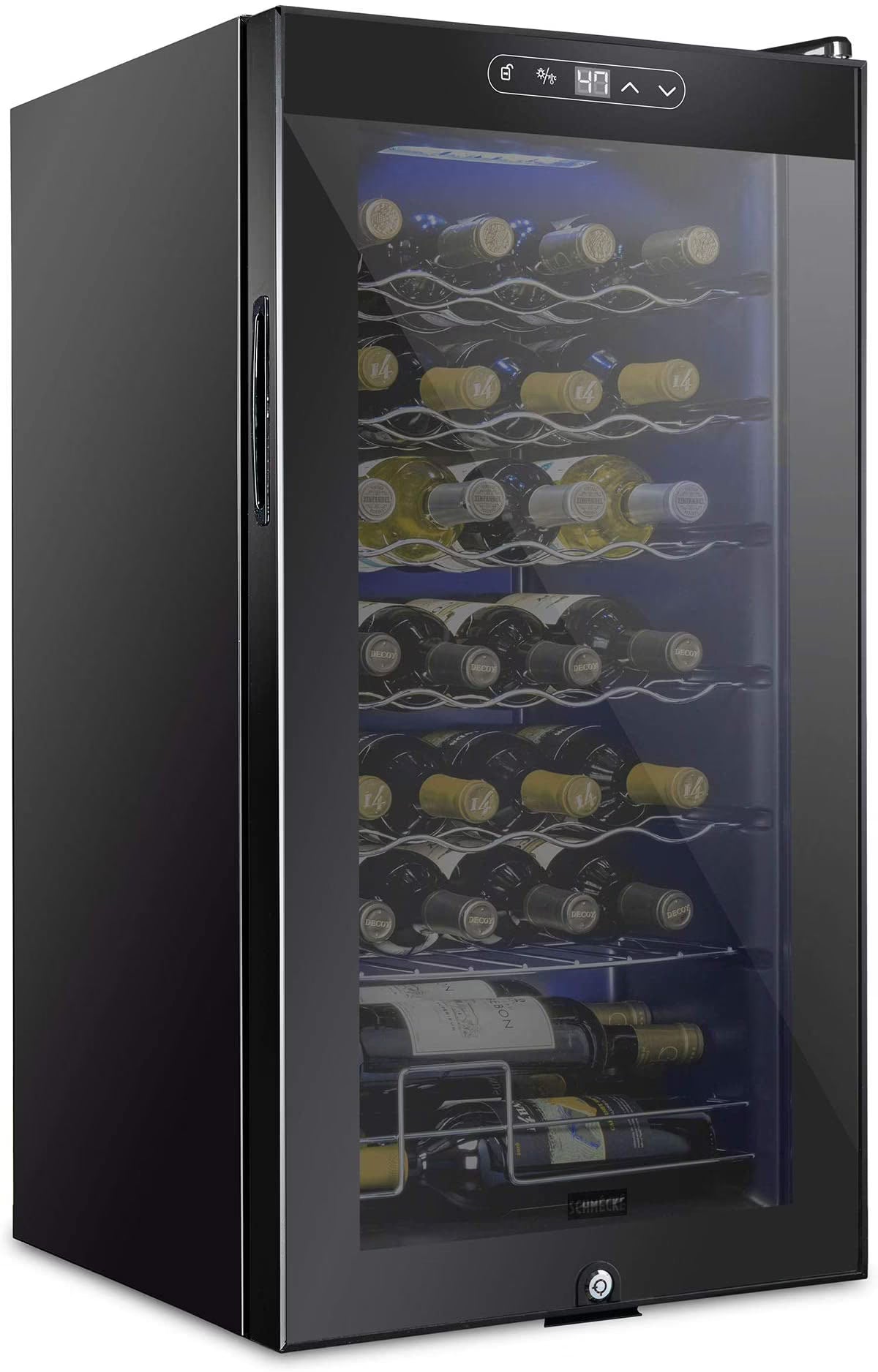 Schmecke Wine Fridge, Freestanding Wine Refrigerator, 28 Bottle Wine Cooler