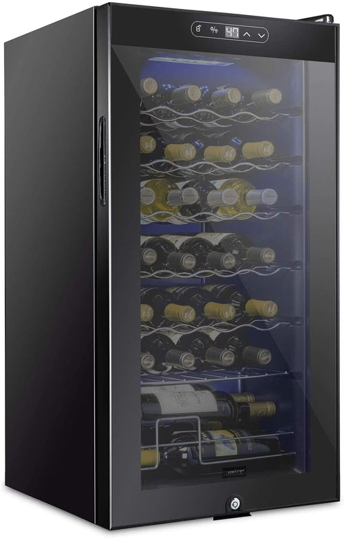 Schmecke Wine Fridge, Freestanding Wine Refrigerator, 28 Bottle Wine Cooler