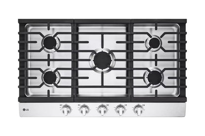 LG 36 Inch Gas Cooktop with 5 Sealed Burners Stainless Steel CBGJ3623S