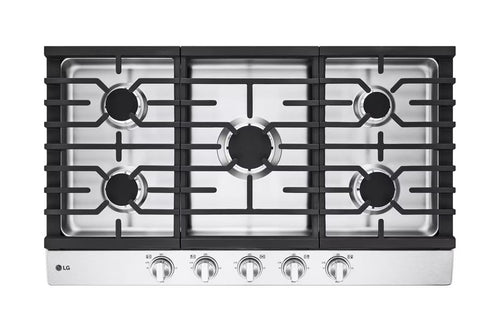LG 36 Inch Gas Cooktop with 5 Sealed Burners Stainless Steel CBGJ3623S