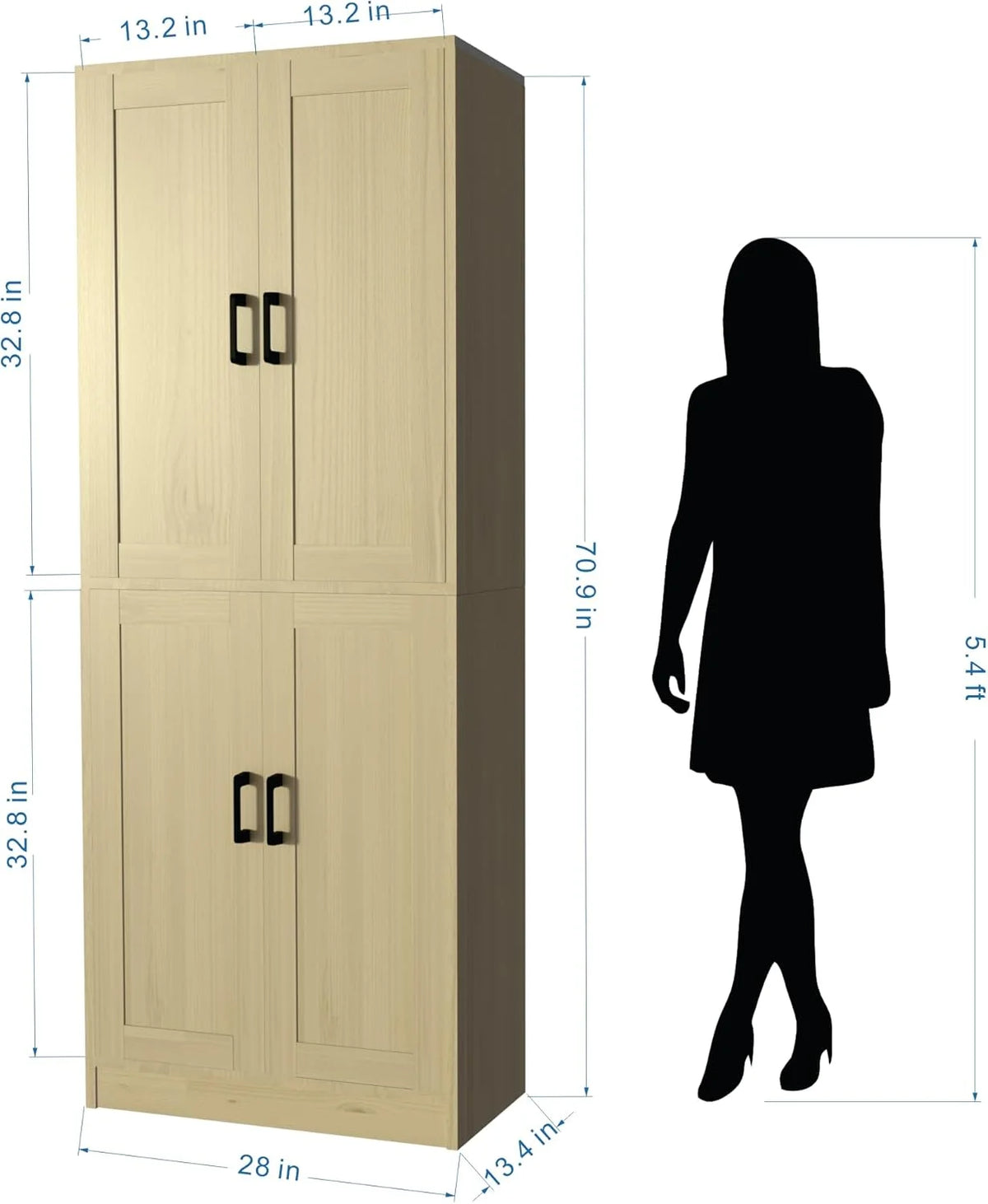 DIYART White Kitchen Pantry Cabinet, 71" Tall Kitchen Storage Cabinet with doors, Kitchen Pantry Hutch with Storage for Kitchen, Dining Room