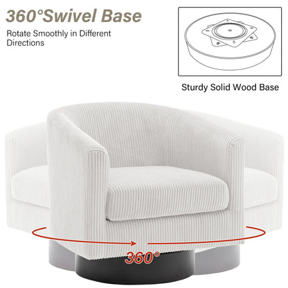 DREAMSIDEA Swivel Barrel Accent Chair for Living Room, Modern Upholstered Round Club Armchair-Cream