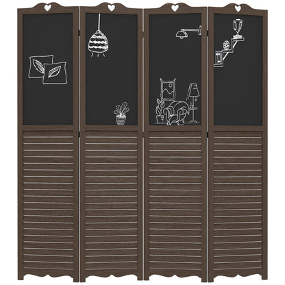 HOMCOM 5.5' 4 Panel Room Divider, Indoor Privacy Screens for Home, Brown