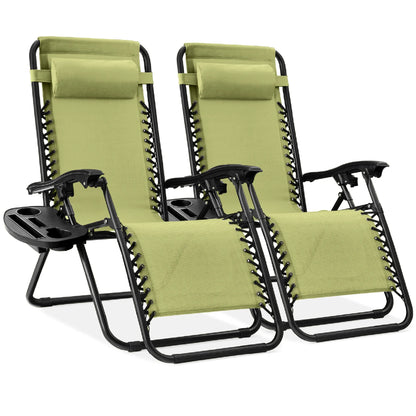 Best Choice Products Set of 2 Zero Gravity Lounge Chair Recliners for Patio, Pool w/ Cup Holder Tray - Gray
