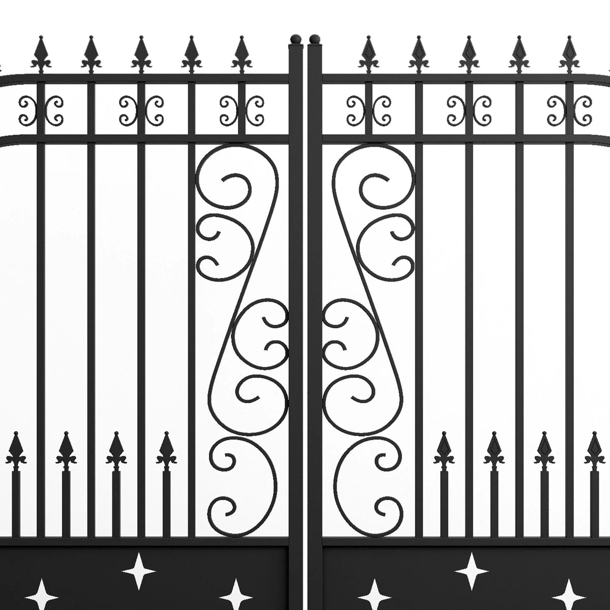 Outdoor Dual Swing Wrought Iron Gate for Driveway, Security Gate, Outdoor Fence Gate, Vienna Style for Yard, Backyard Patio�� 20'Star��