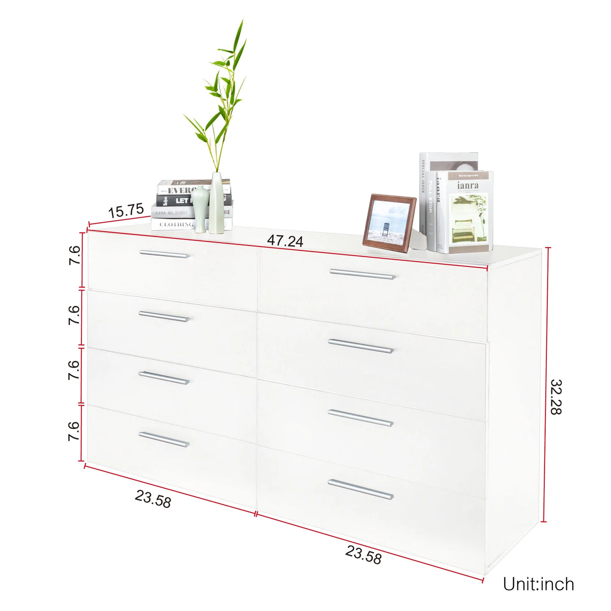 Ktaxon Bedroom Dresser with 6 Drawers, Wooden Double Dresser for Entryway, Wide Storage Cabinet for Living Room, Black