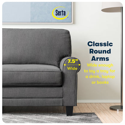 Serta Copenhagen 78" Rolled Arm Sofa with Removable Covers Dark Brown