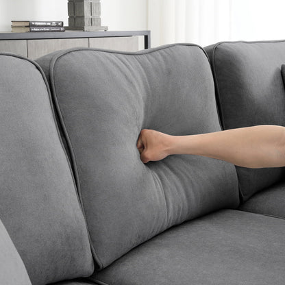 Harper & Bright Designs Modular Sectional Sofa with Ottoman Couch L Shape Corner Sofa Sets 7 Seats Fabric Couch for Living Room, Black, 112 * 87 inch
