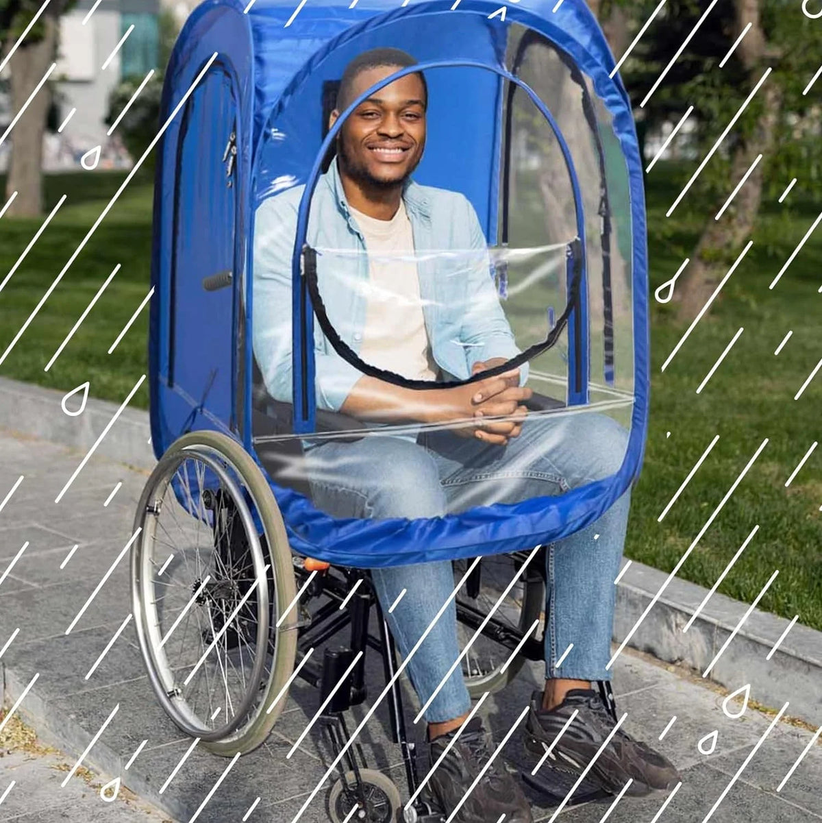 ®   WeatherPod ®   ChairPod ®   - 1 Person Wearable Pod for Wheelchairs, Folding Chairs, Camping Chairs, Offers Protection from The Wind, Rain, and Cold - Chair Tent for Sports