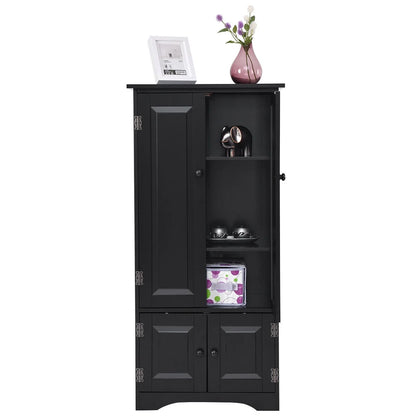 Costway Accent Storage Cabinet Adjustable Shelves Antique 2 Door Floor Cabinet Cream White