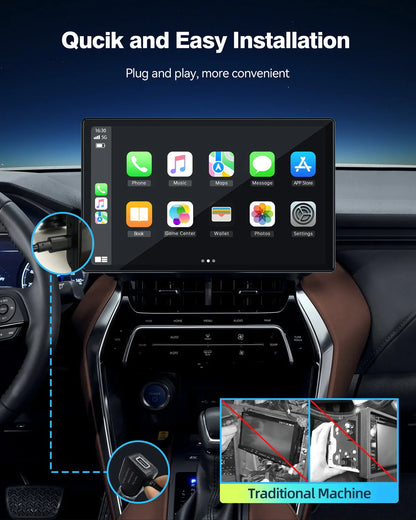 Lamtto 9" inch Touchscreen Wireless Car Stereo, Portable Apple Carplay Car Radio Receiver GPS