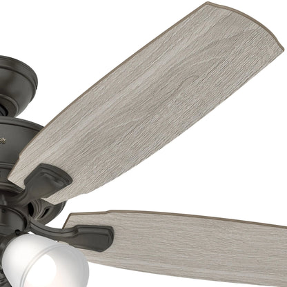 Hunter - Amberlin Indoor Ceiling Fan With Light, 52-inch, Brushed Nickel, Casual-style, 3-speed WhisperWind Motor, 53216, for Living Rooms, Bedrooms