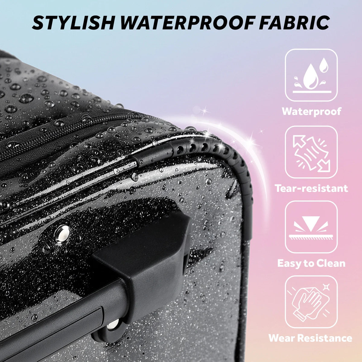Dance Bag with Garment Rack,23"Glitter Rolling Dance Competition Bag with Organizer Bag, Collapsible Dance Travel Bag Suitcase for Dancers Performer Artist,Pink