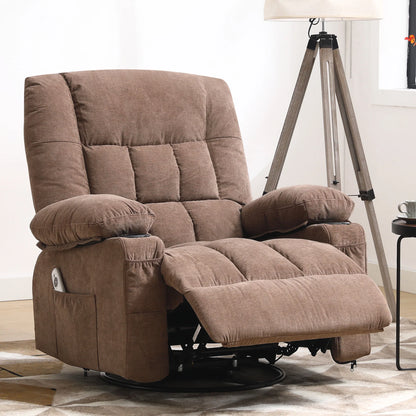 JONPONY Massage Swivel Rocker Recliner Chair with Vibration Massage and Heat Ergonomic Lounge Chair for Living Room with Rocking Function and Side Pocket, 2 Cup Holders, USB Charge Port,Grey