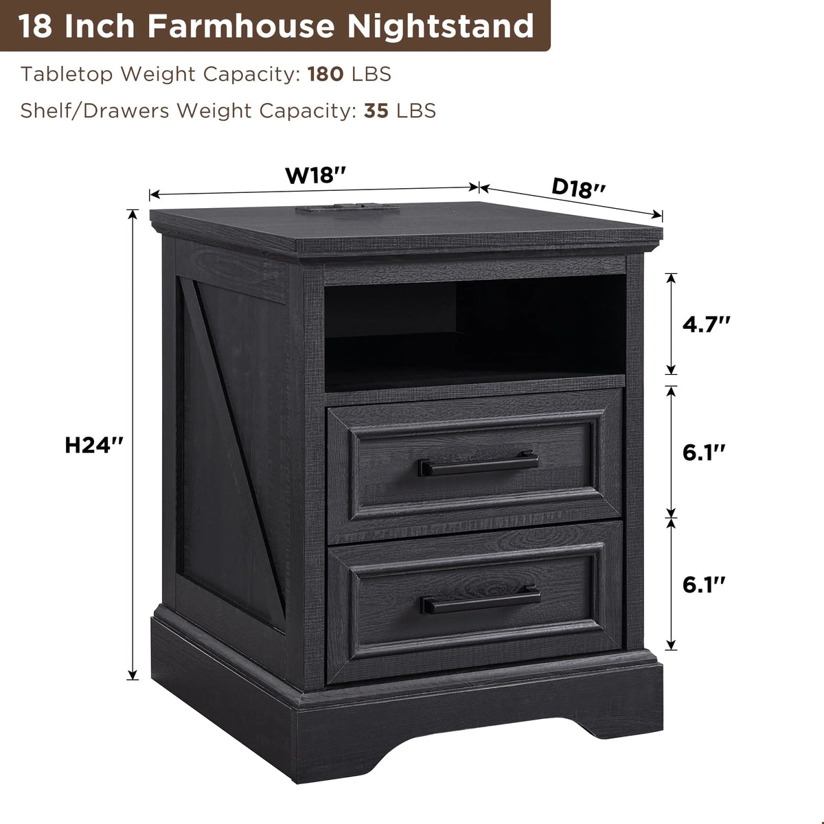 ACCOHOHO Nightstands Set of 2 with Charging Station, Rustic End Table with 2 Drawers Farmhouse Side Table with 3-tier Storage for Bedroom Living Room, White