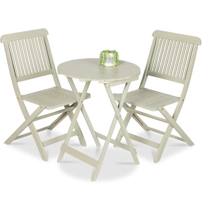 Best Choice Products 3-Piece Acacia Wood Bistro Set, Folding Patio Furniture w/ 2 Chairs, Table - Natural
