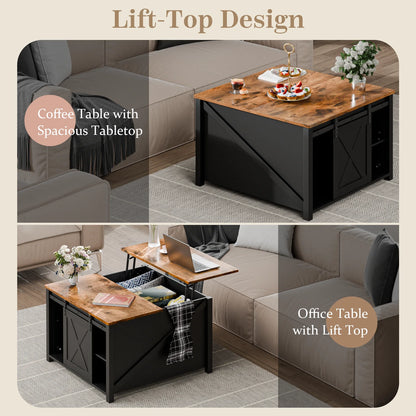 Waleaf Wooden Coffee Table, Lift Top Coffee Table with Large Hidden Storage Shelf for Living Room