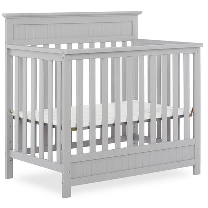 Dream On Me Harbor 4-in-1 Convertible Mini Crib in Pebble Grey. Greenguard Gold Certified