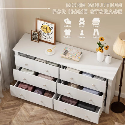 Lumihaven Rustic Modern Chest of 6 Drawers,Extra Wide Double Dresser for Master Bedroom or Nursery Storage,Black