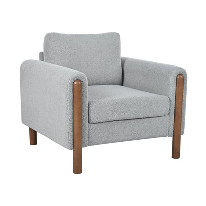 Oversized Accent Chair, Upholstered Living Room Chairs Single Sofa Chair with Walnut Legs, Curved handrail, Green