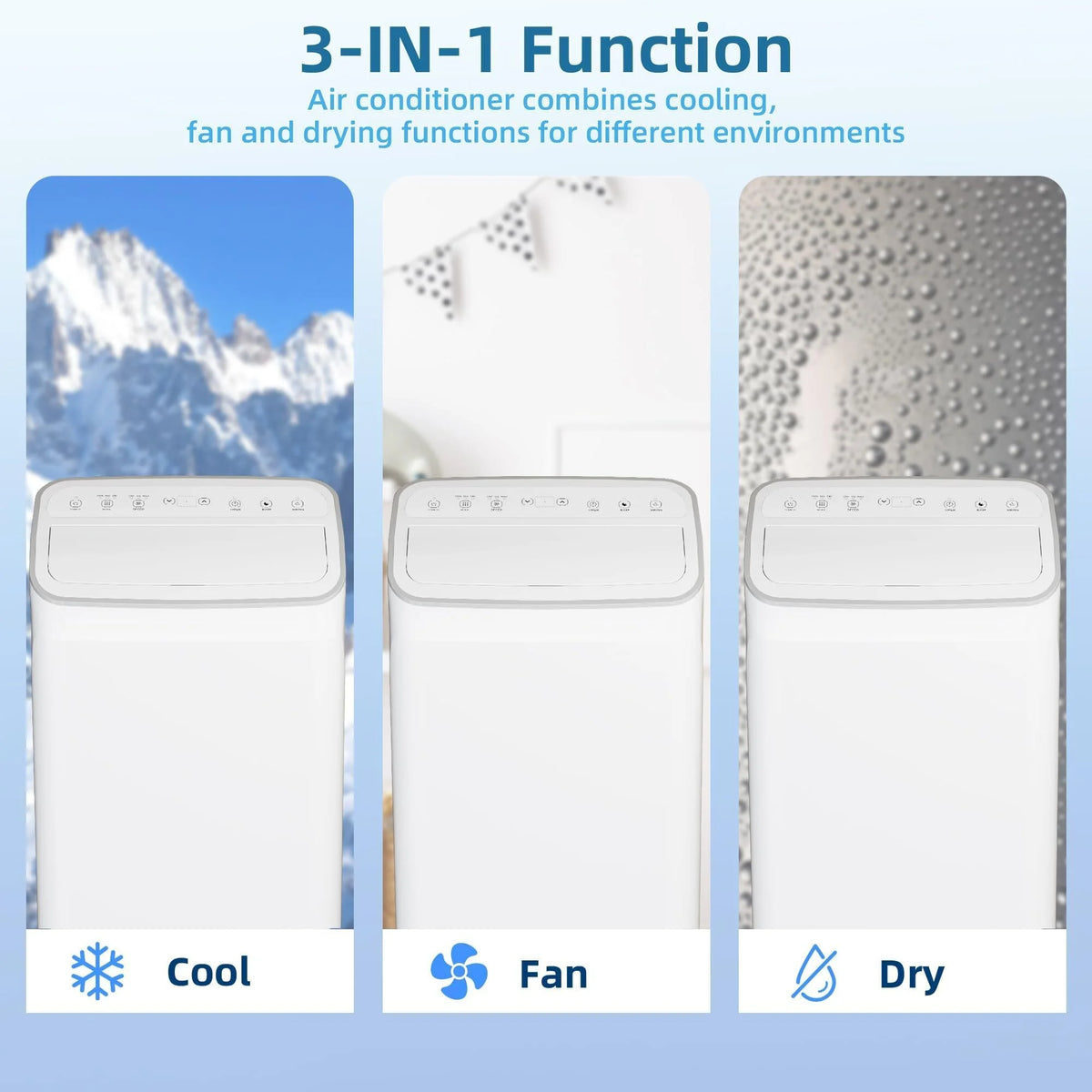 14000 BTU Portable Air Conditioner with Heat, 3-in-1 AC Unit for Rooms up to 750 Sq.Ft, Quiet Operation, Dehumidifier & Fan, Window Kit Included