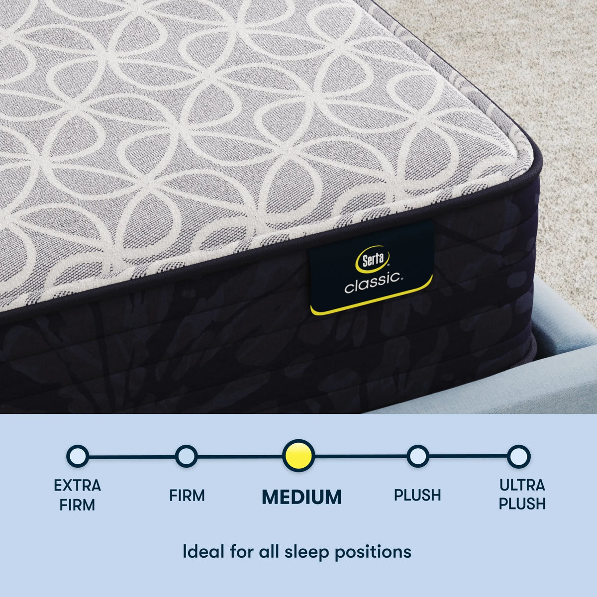 Serta Classic Clarks Hill Ltd 11.5" Medium Tight Top Twin XL Innerspring Adult Mattress Low Profile Set