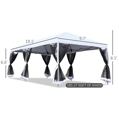 Outsunny 10' x 20' Pop Up Canopy Tent with Netting, Heavy Duty Large Party Tent, Instant Sun Shelter with Carry Bag for Backyard Garden Patio, Beige