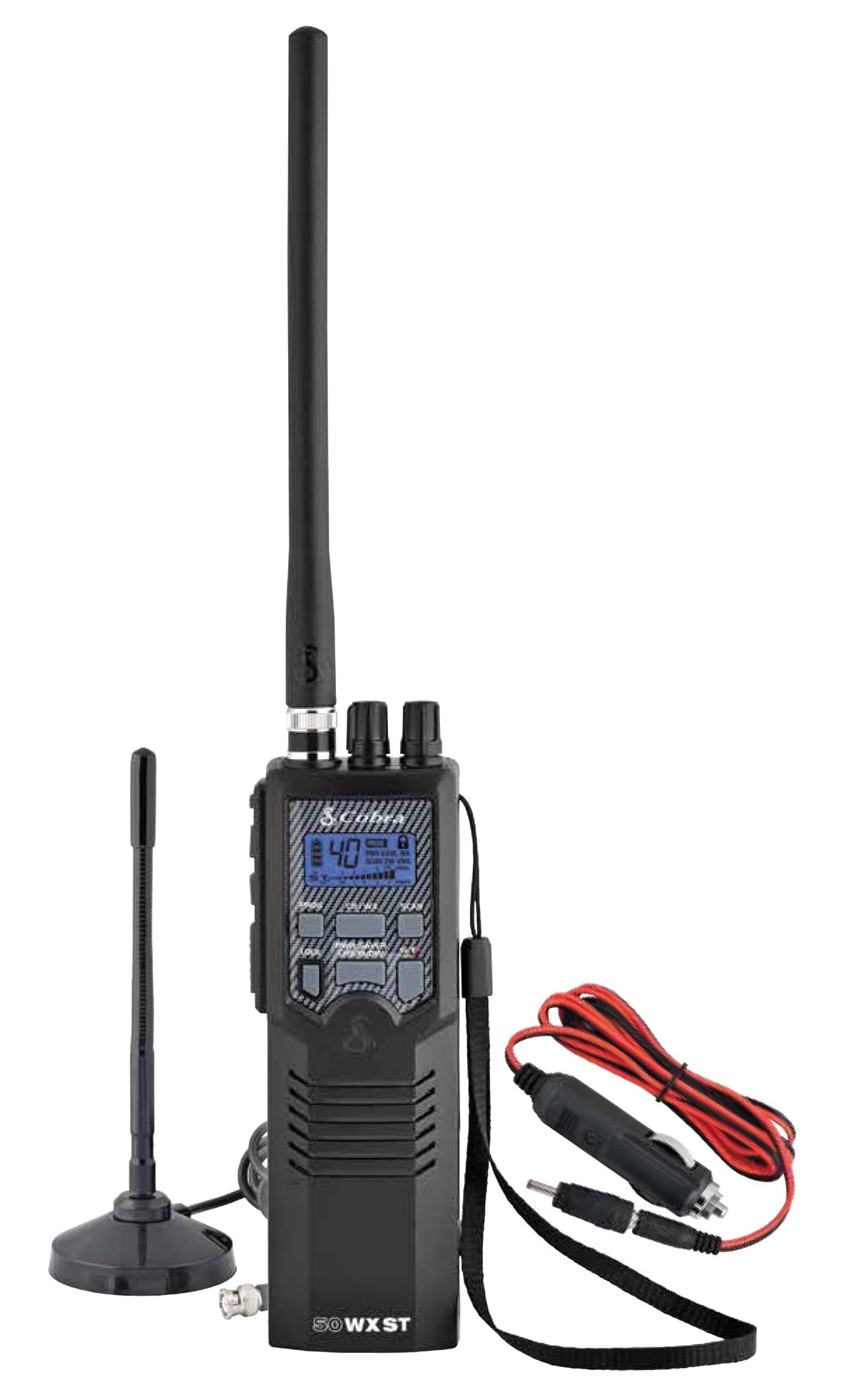 Cobra HHRT50 Road Trip Cb Radio,2-Way Handheld Cb Radio with Rooftop Magnet Mount Antenna, NOAA Channels, Dual Watch, 40 Channel, Black
