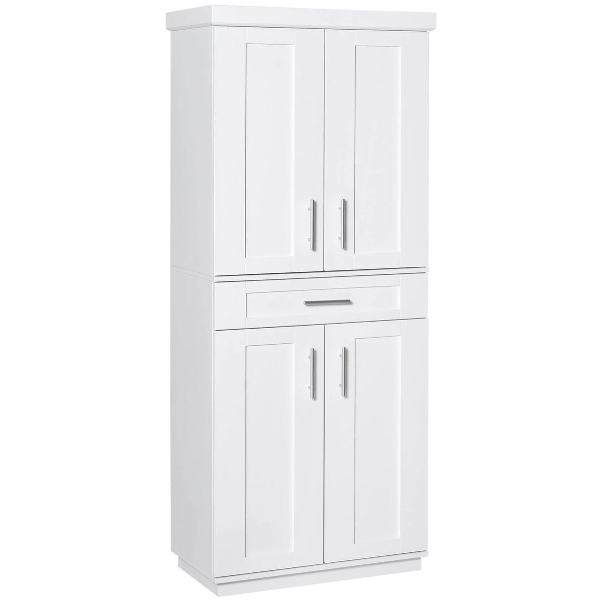 HomCom Modern Kitchen Pantry Freestanding Cabinet Cupboard with Doors and Shelves, Adjustable Shelving